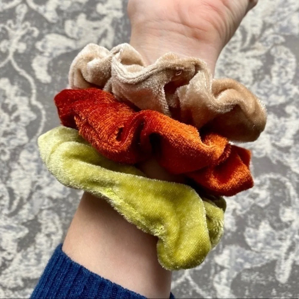 Iris Earth Tones Velvet Scrunchies 3 Pack